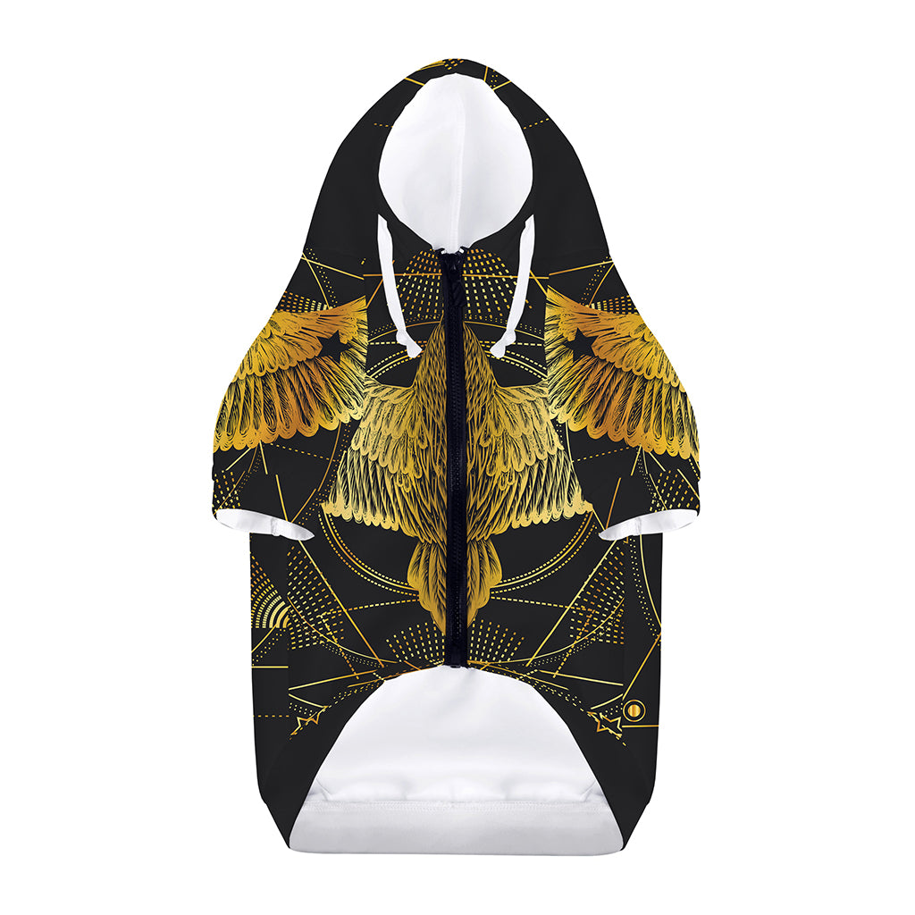 Golden Spiritual Bird Print Dog Zip Up Hoodie