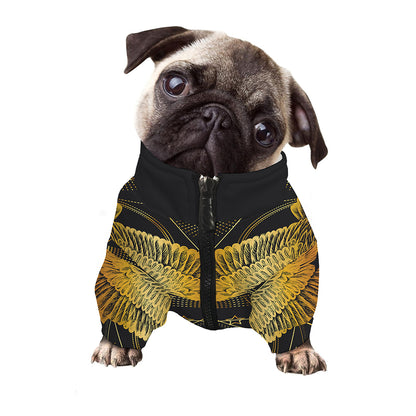 Golden Spiritual Bird Print Dog Zip Up Jacket