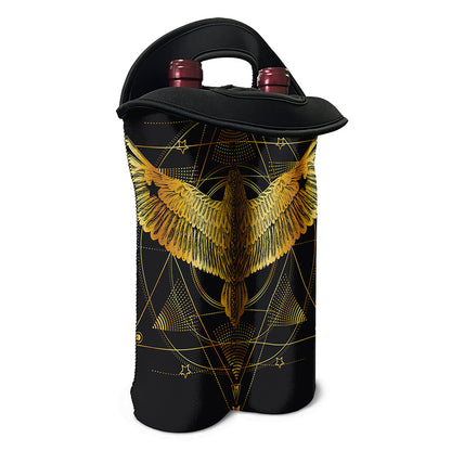 Golden Spiritual Bird Print Double Neoprene Wine Tote