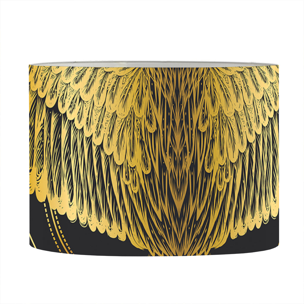 Golden Spiritual Bird Print Drum Lamp Shade