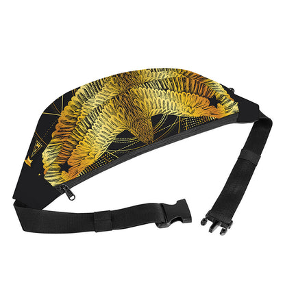 Golden Spiritual Bird Print Fanny Pack