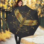 Golden Spiritual Bird Print Foldable Umbrella