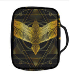 Golden Spiritual Bird Print Front Pocket Bible Bag