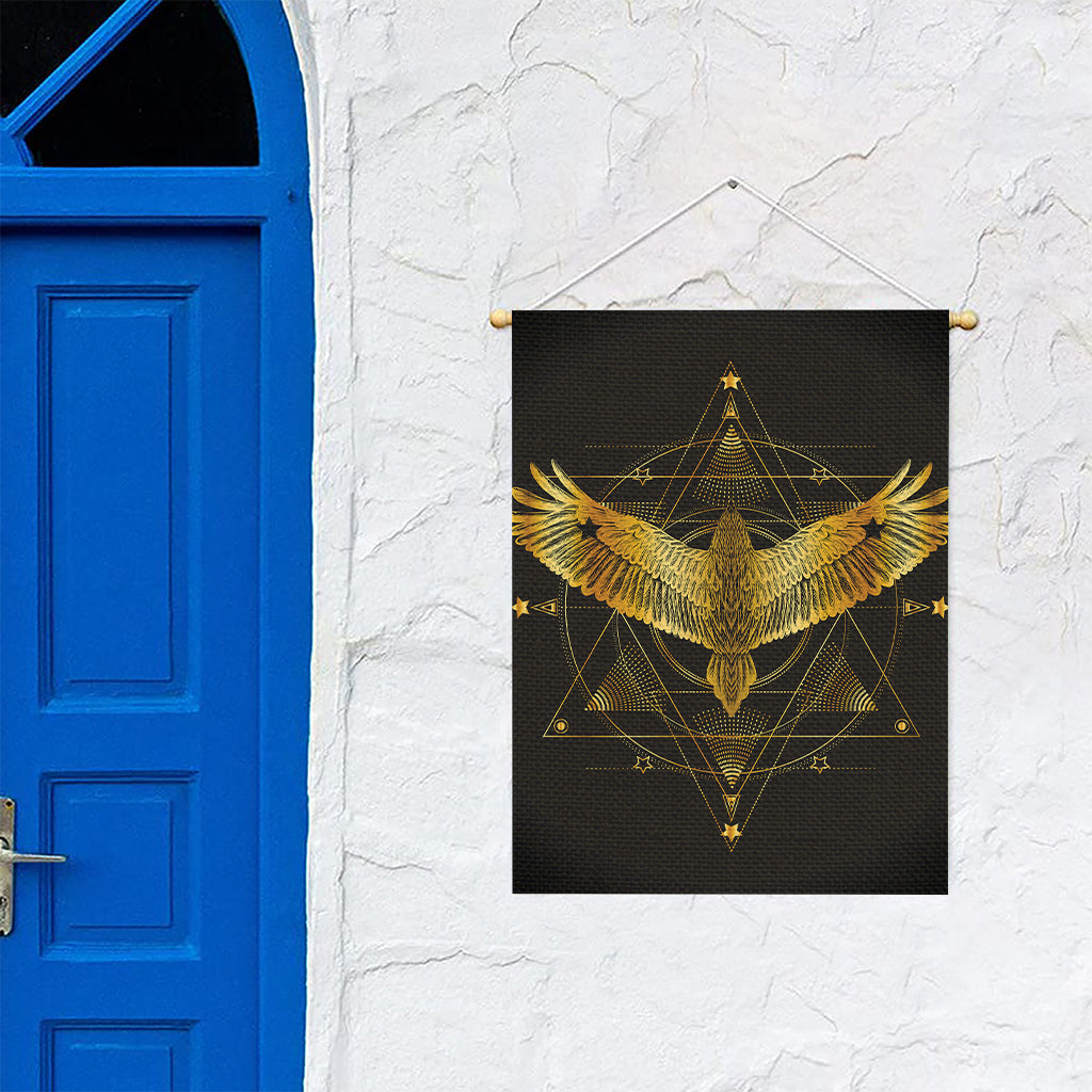 Golden Spiritual Bird Print Garden Flag