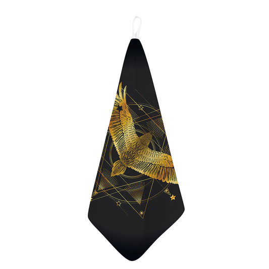 Golden Spiritual Bird Print Hand Towel
