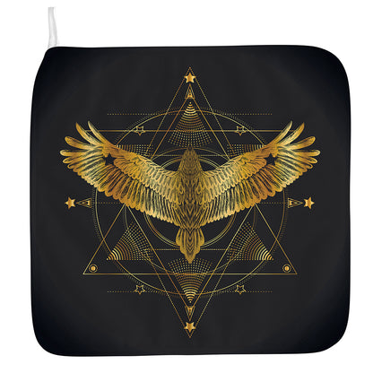 Golden Spiritual Bird Print Hand Towel