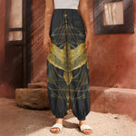 Golden Spiritual Bird Print Harem Pants