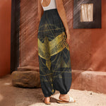 Golden Spiritual Bird Print Harem Pants