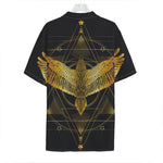 Golden Spiritual Bird Print Hawaiian Shirt