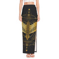Golden Spiritual Bird Print High Slit Maxi Skirt