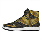 Golden Spiritual Bird Print High Top Leather Sneakers