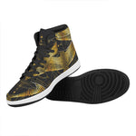 Golden Spiritual Bird Print High Top Leather Sneakers