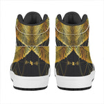 Golden Spiritual Bird Print High Top Leather Sneakers