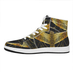 Golden Spiritual Bird Print High Top Leather Sneakers