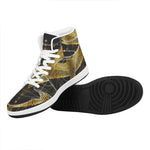 Golden Spiritual Bird Print High Top Leather Sneakers
