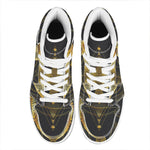 Golden Spiritual Bird Print High Top Leather Sneakers
