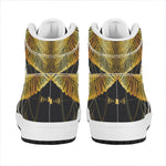 Golden Spiritual Bird Print High Top Leather Sneakers
