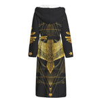 Golden Spiritual Bird Print Hooded Bathrobe