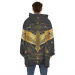 Golden Spiritual Bird Print Hoodie Blanket