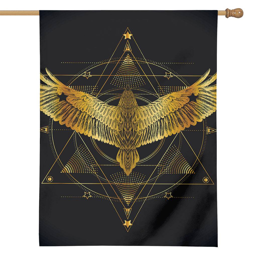 Golden Spiritual Bird Print House Flag