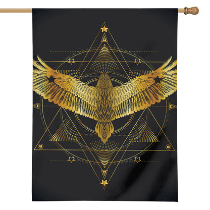 Golden Spiritual Bird Print House Flag