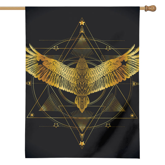 Golden Spiritual Bird Print House Flag