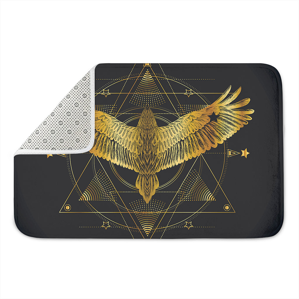 Golden Spiritual Bird Print Indoor Door Mat