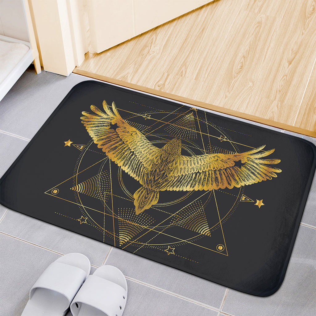 Golden Spiritual Bird Print Indoor Door Mat