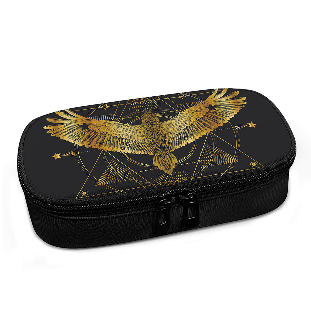 Golden Spiritual Bird Print Insulin Cooler Travel Case