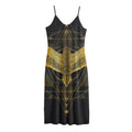 Golden Spiritual Bird Print Jersey Midi Cami Dress