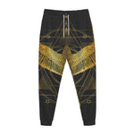 Golden Spiritual Bird Print Jogger Pants