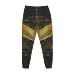 Golden Spiritual Bird Print Jogger Pants