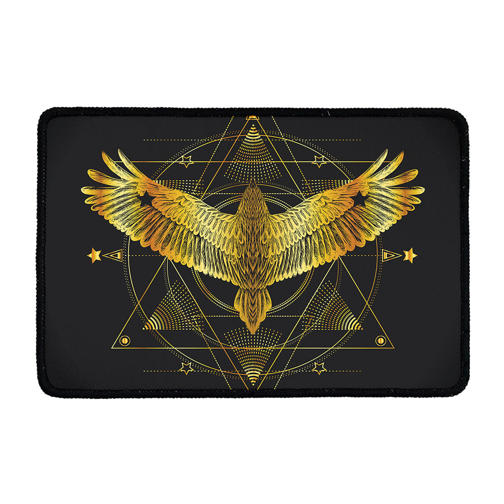Golden Spiritual Bird Print Kitchen Mat