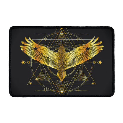 Golden Spiritual Bird Print Kitchen Mat