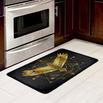 Golden Spiritual Bird Print Kitchen Mat