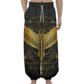Golden Spiritual Bird Print Lantern Pants