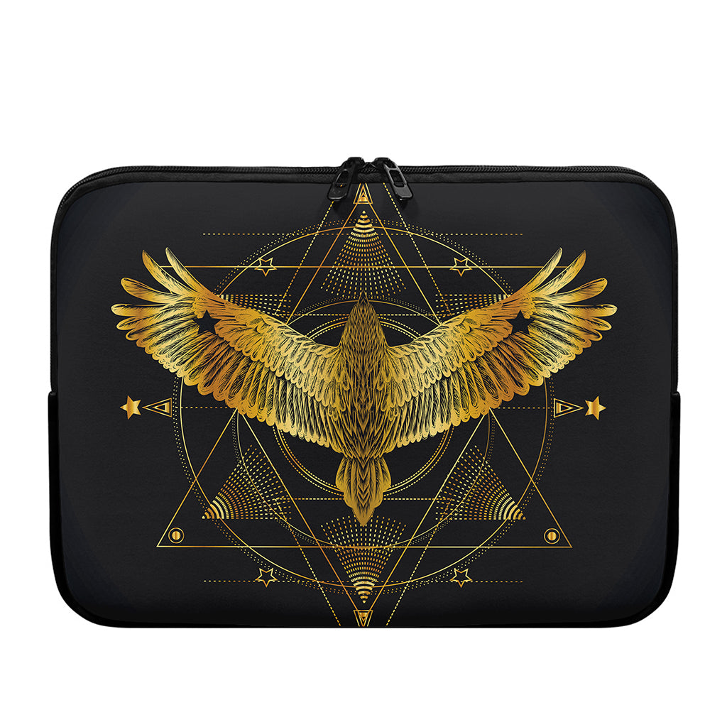 Golden Spiritual Bird Print Laptop Sleeve