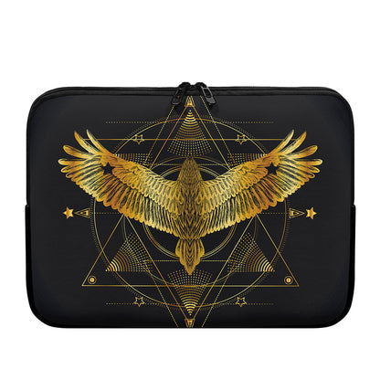 Golden Spiritual Bird Print Laptop Sleeve