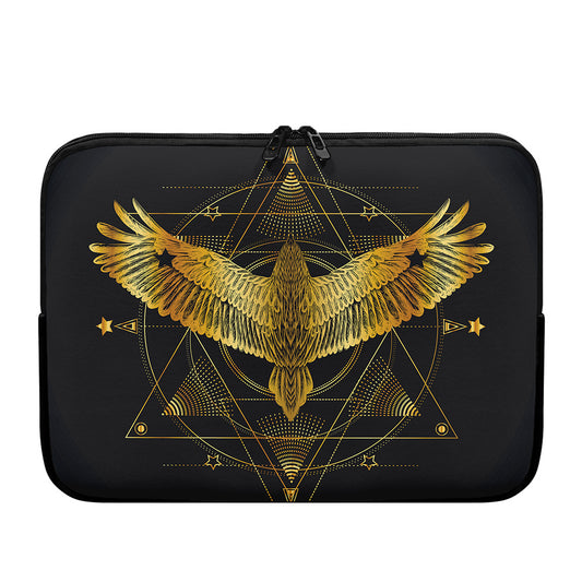 Golden Spiritual Bird Print Laptop Sleeve