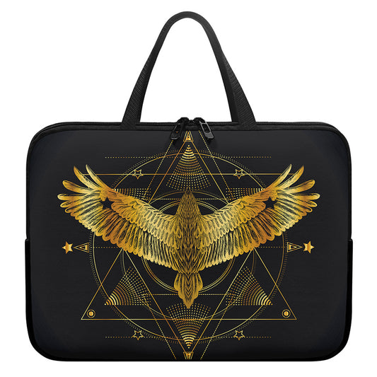 Golden Spiritual Bird Print Laptop Sleeve With Handle