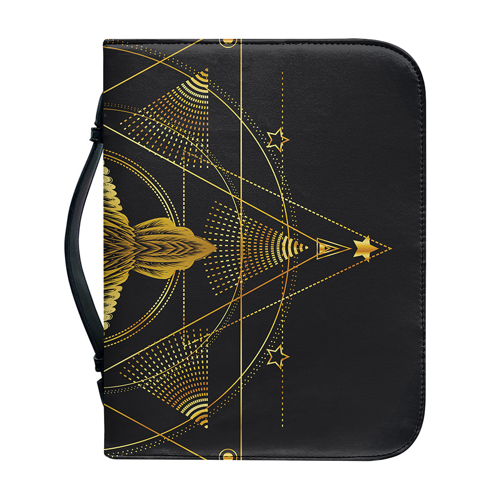 Golden Spiritual Bird Print Leather Bible Cover