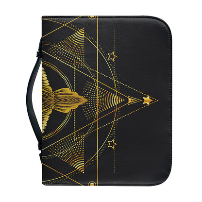 Golden Spiritual Bird Print Leather Bible Cover