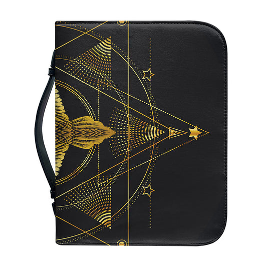 Golden Spiritual Bird Print Leather Bible Cover