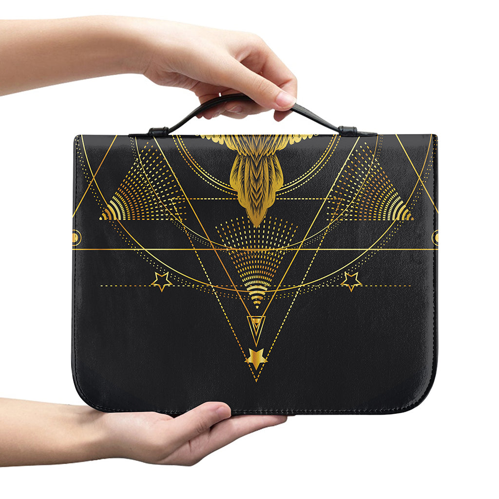 Golden Spiritual Bird Print Leather Bible Cover