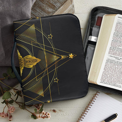 Golden Spiritual Bird Print Leather Bible Cover