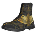 Golden Spiritual Bird Print Lace-Up Boots