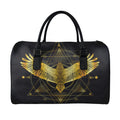 Golden Spiritual Bird Print Leather Duffel Bag