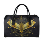 Golden Spiritual Bird Print Leather Duffle Bag