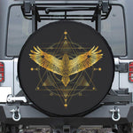 Golden Spiritual Bird Print Leather Spare Tire Cover