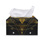 Golden Spiritual Bird Print Leather Tissue Box Cover